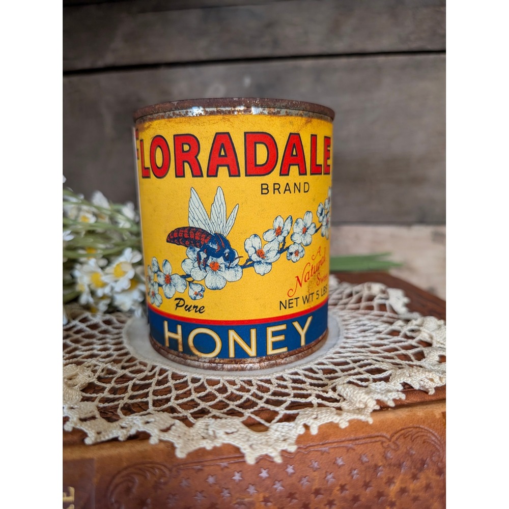 FLORADALE PURE HONEY Vintage Inspired Rusted Can - Pint